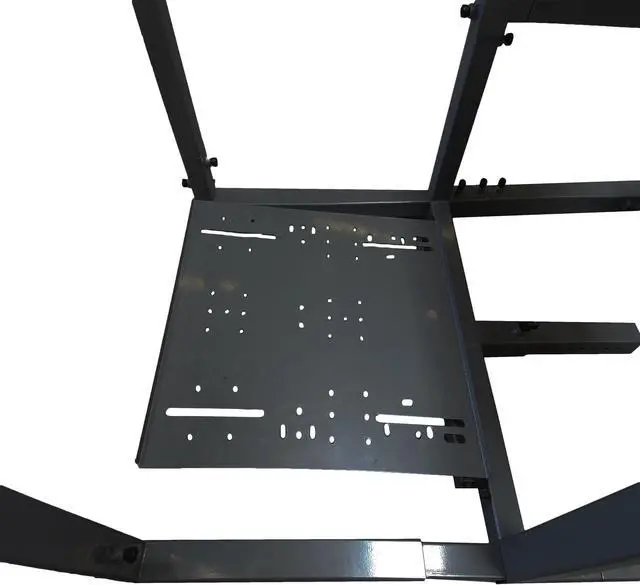 Alt view image 3 of 9 - GTR Simulator GTA-F Model (Black) Triple or Single Monitor Stand with White/Red Adjustable Leatherette Seat, Racing Gaming Driving Simulator Cockpit chair Triple Monitor Stand