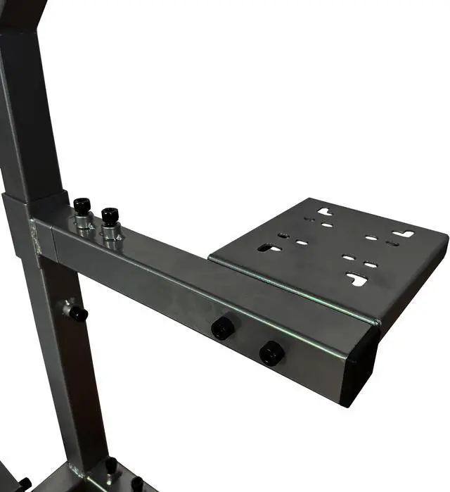 Alt view image 5 of 9 - GTR Simulator GTA-F Model (Black) Triple or Single Monitor Stand with White/Red Adjustable Leatherette Seat, Racing Gaming Driving Simulator Cockpit chair Triple Monitor Stand