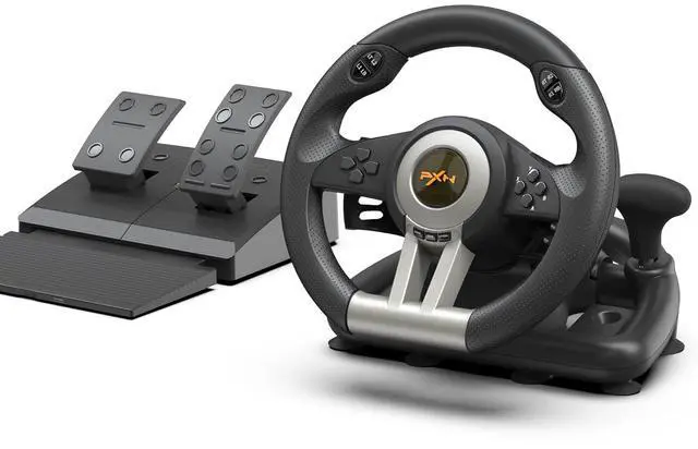 Main image of PXN PC Racing Wheel, V3II 180 Degree Universal Usb Car Sim Race Steering Wheel with Pedals for PS3, PS4, Xbox One, Xbox Series X/S, Switch (Black)