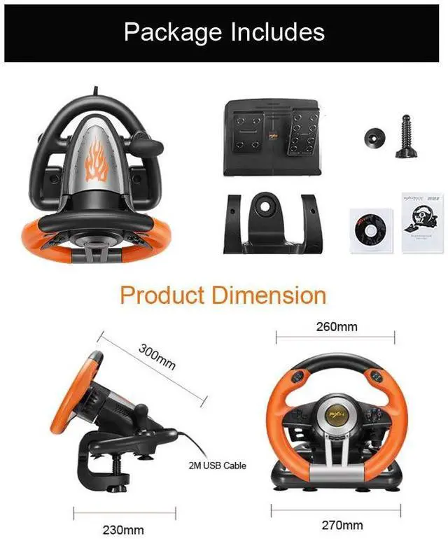 Alt view image 6 of 7 - PXN V3II PC Racing Wheel, USB Car Race Sim Game PC Steering Wheel with Pedals for Windows PC/PS3/PS4/Nintendo Switch/Xbox One/Xbox Series X/S