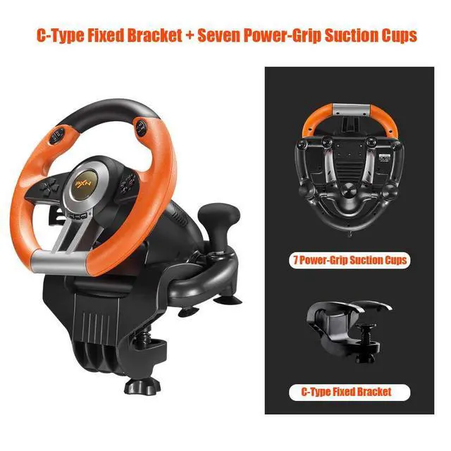 Alt view image 4 of 7 - PXN V3II PC Racing Wheel, USB Car Race Sim Game PC Steering Wheel with Pedals for Windows PC/PS3/PS4/Nintendo Switch/Xbox One/Xbox Series X/S