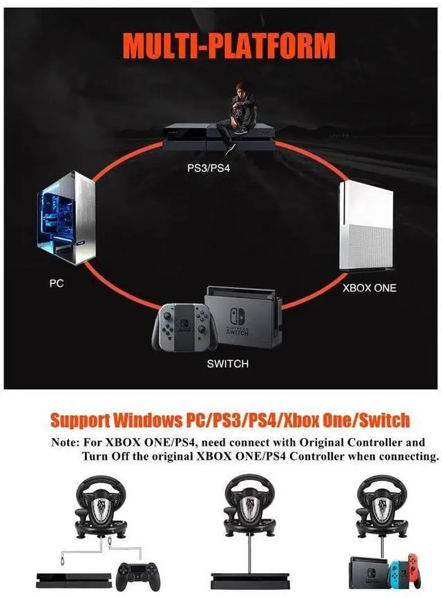 Alt view image 5 of 7 - PXN V3II PC Racing Wheel, USB Car Race Sim Game PC Steering Wheel with Pedals for Windows PC/PS3/PS4/Nintendo Switch/Xbox One/Xbox Series X/S