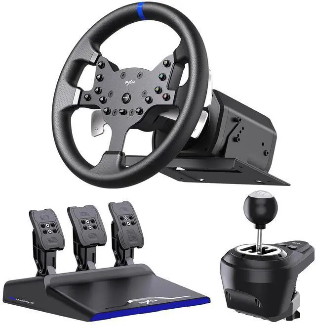 Main image of PXN V99 PC Racing Wheel, Real Force Feedback Steering Wheel with Pedals and Shifter, Detachable 270/900 Degree Race Steering Wheel Simulator for PC, Xbox One, Xbox Series X/S, PS4.
