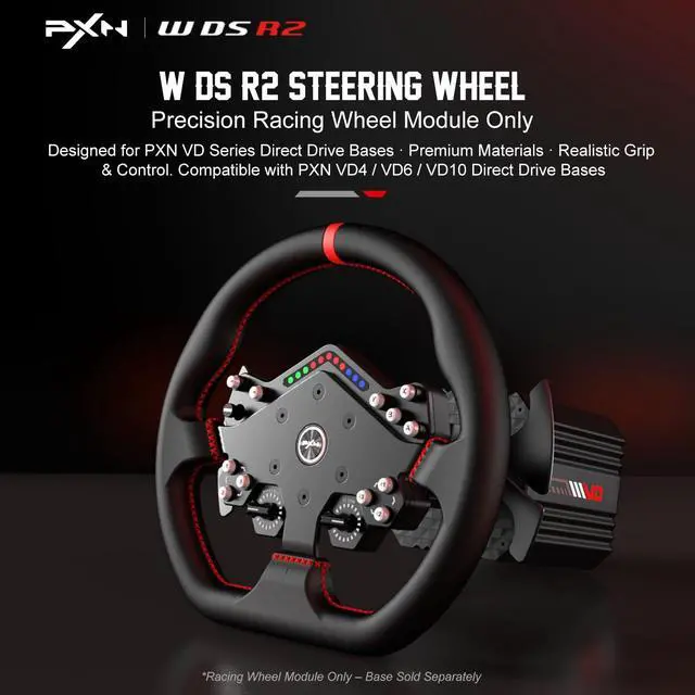 Alt view image 2 of 7 - PXN W DS R2 Gaming Racing Wheel Quick Release, 4 Paddle Shifters, Dynamic RGB Rev Lights, Microfiber Leather Grip, 11.8-Inch PC Steering Wheel, Compatible with VD4 / VD6 / VD10 Direct Drive Bases.