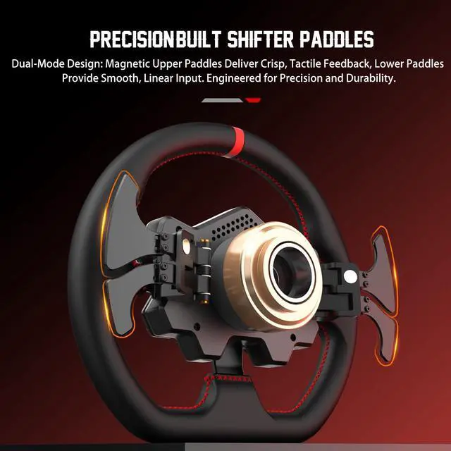 Alt view image 5 of 7 - PXN W DS R2 Gaming Racing Wheel Quick Release, 4 Paddle Shifters, Dynamic RGB Rev Lights, Microfiber Leather Grip, 11.8-Inch PC Steering Wheel, Compatible with VD4 / VD6 / VD10 Direct Drive Bases.