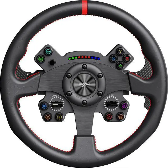 Main image of PXN W CS R2 Gaming Steering Wheel D1 Quick Release, 13-inch, Hall Effect Paddle Shifters,F1-style Paddles, Dynamic RGB Rev Lights, Leather Grip For VD4/VD6/VD10 Direct Drive Bases.