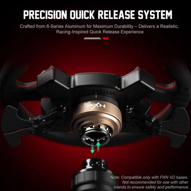 Alt view image 5 of 7 - PXN W CS R2 Gaming Steering Wheel D1 Quick Release, 13-inch, Hall Effect Paddle Shifters,F1-style Paddles, Dynamic RGB Rev Lights, Leather Grip For VD4/VD6/VD10 Direct Drive Bases.