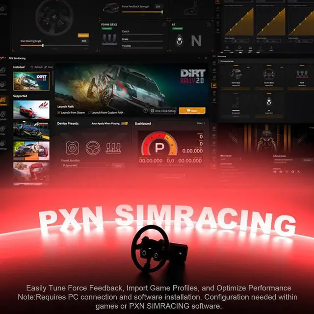 Alt view image 7 of 7 - PXN W CS R2 Gaming Steering Wheel D1 Quick Release, 13-inch, Hall Effect Paddle Shifters,F1-style Paddles, Dynamic RGB Rev Lights, Leather Grip For VD4/VD6/VD10 Direct Drive Bases.