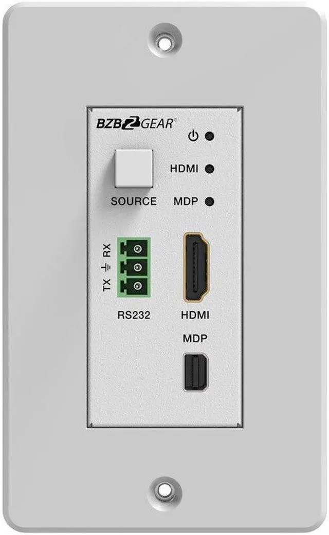 Alt view image 2 of 7 - BZBGEAR 4K UHD 18Gbps HDBaseT HDMI/MDP/RS-232 Wall Plate Transmitter/Receiver Kit up to 230ft
