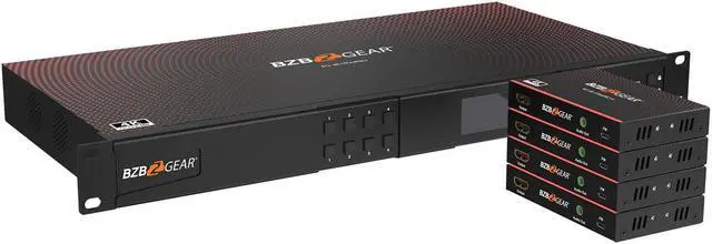 Alt view image 3 of 7 - BZBGEAR 4x4 4K UHD Seamless HDMI Matrix Switcher/Video Wall Processor/MultiViewer Over Cat5e/6/7 Kit with 4 Receivers