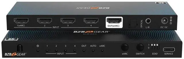 Main image of BZBGEAR 4x1 8K UHD HDMI 2.1 Switcher with Audio De-Embedding (8K60/4K120Hz 4:4:4 VRR/FVA/ALLM Support)