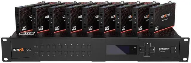 Alt view image 2 of 7 - BZBGEAR 9x9 4K UHD Seamless HDMI Matrix Switcher/Video Wall Processor/MultiViewer Over Cat5e/6/7 Kit with 9 Receivers