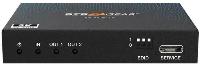 Alt view image 2 of 7 - BZBGEAR 1x2 8K UHD HDMI 2.1 Splitter with Auto Downscaling (8K60/4K120 and VRR/ALLM/QMS/QFT/SBTM Support)