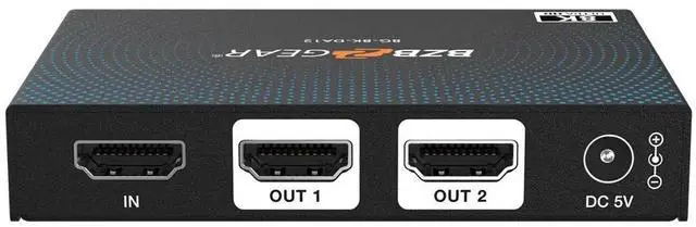 Alt view image 3 of 7 - BZBGEAR 1x2 8K UHD HDMI 2.1 Splitter with Auto Downscaling (8K60/4K120 and VRR/ALLM/QMS/QFT/SBTM Support)