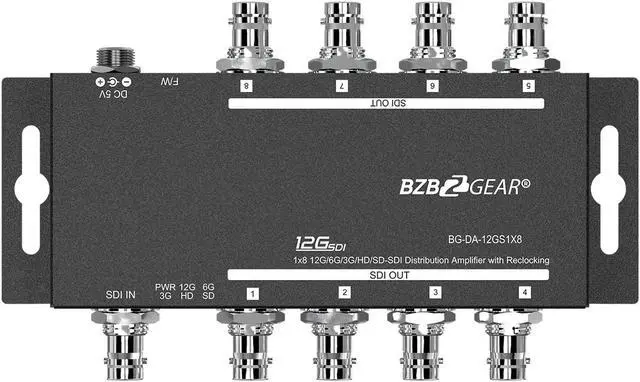 Main image of BZBGEAR 4K UHD 12G-SDI 1x8 Splitter/Distribution Amplifier