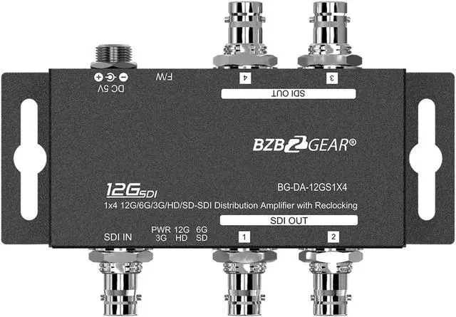 Main image of BZBGEAR 4K UHD 12G-SDI 1x4 Splitter/Distribution Amplifier