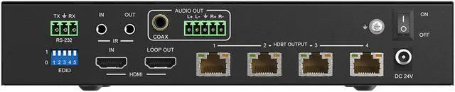 Alt view image 5 of 7 - BZBGEAR 1x4 4K UHD HDMI HDBaset Splitter/Distribution Amplifier Kit with 4 Receivers and IR/RS-232/Audio De-embedding up to 390ft Over Category Cable