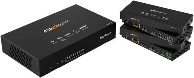 Alt view image 3 of 7 - BZBGEAR 1x4 4K UHD HDMI HDBaset Splitter/Distribution Amplifier Kit with 4 Receivers and IR/RS-232/Audio De-embedding up to 390ft Over Category Cable