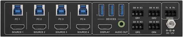 Alt view image 4 of 7 - BZBGEAR 4-Port 4K UHD KVM and Conference Room Switcher with HDMI and USB3.0