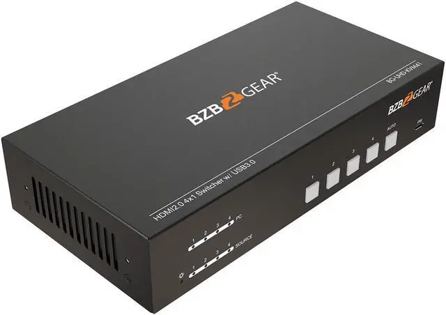 Alt view image 6 of 7 - BZBGEAR 4-Port 4K UHD KVM and Conference Room Switcher with HDMI and USB3.0