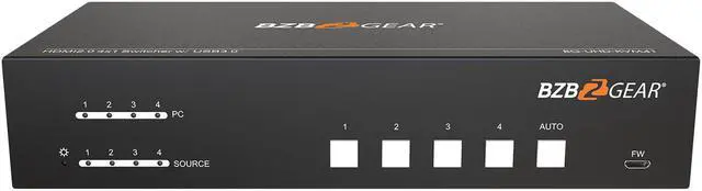 Alt view image 5 of 7 - BZBGEAR 4-Port 4K UHD KVM and Conference Room Switcher with HDMI and USB3.0