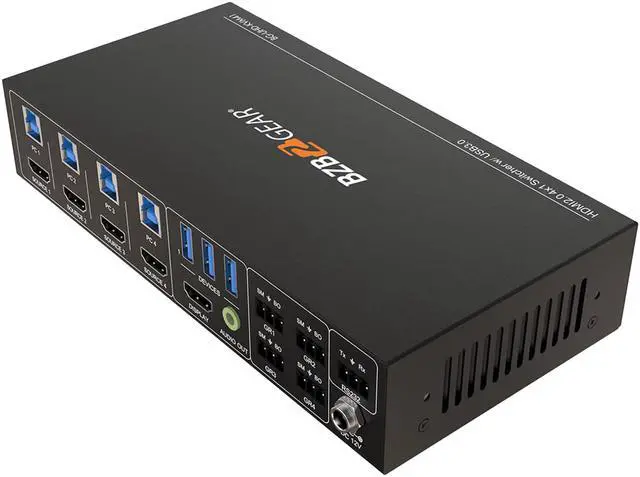 Alt view image 7 of 7 - BZBGEAR 4-Port 4K UHD KVM and Conference Room Switcher with HDMI and USB3.0