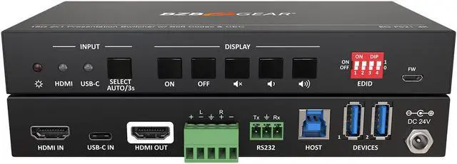 Main image of BZBGEAR 2-Port 4K UHD KVM Presentation Switcher with HDMI/USB-C Inputs and HDMI Output