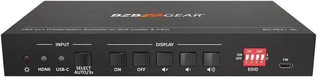 Alt view image 4 of 7 - BZBGEAR 2-Port 4K UHD KVM Presentation Switcher with HDMI/USB-C Inputs and HDMI Output