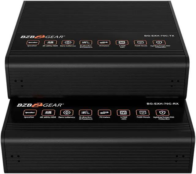 Alt view image 7 of 7 - BZBGEAR 4K UHD HDMI Extender Over Cat5e/6 with Bi-directional IR and Zero Latency up to 230ft