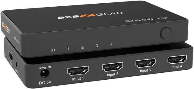 Alt view image 2 of 7 - BZBGEAR 4x1 4K UHD Ultra Slim HDMI Switcher with IR Remote Control