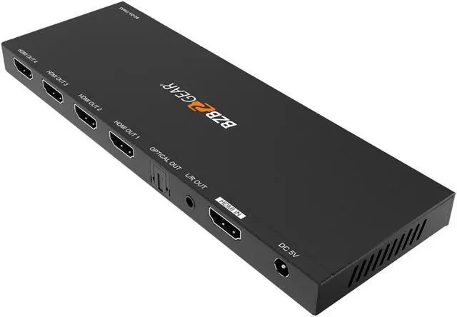 Alt view image 5 of 7 - BZBGEAR 1x4 4K UHD HDMI Splitter with Downscaler with Digital and Analog Audio Output