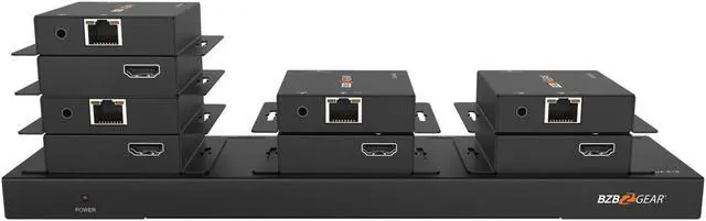 Main image of BZBGEAR 1x8 1080P/4K30 HDMI Splitter/Distribution Amplifier Kit with 8 Receivers up to 230ft over Category Cable