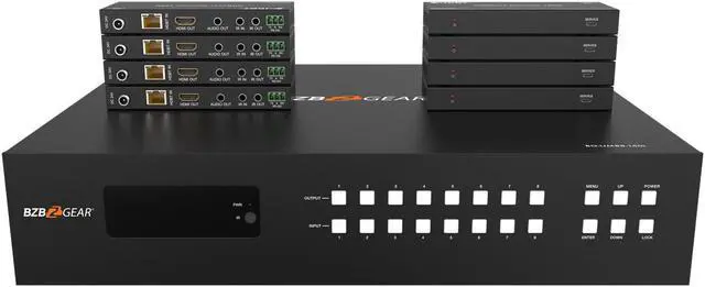 Main image of BZBGEAR 8x8 4K UHD 18Gpbs HDMI Matrix Switcher Over HDBaseT with Bi-directional IR/Advance EDID and Downscaling