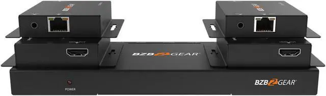 Main image of BZBGEAR 1x4 1080P/4K30 HDMI Splitter/Distribution Amplifier Kit with 4 Receivers up to 230ft over Category Cable