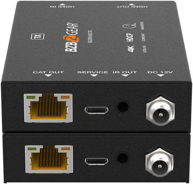 Main image of BZBGEAR 4K UHD HDMI Extender Over Cat5e/6/7 with Bi-directional IR/PoC up to 165ft