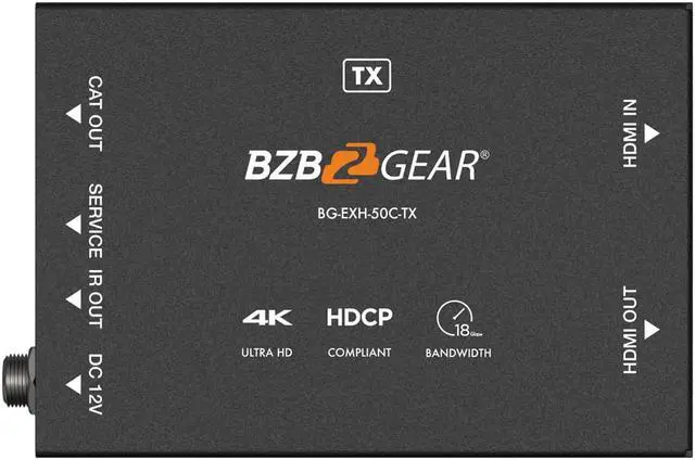 Alt view image 5 of 7 - BZBGEAR 4K UHD HDMI Extender Over Cat5e/6/7 with Bi-directional IR/PoC up to 165ft