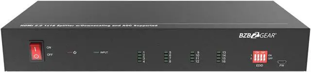 Alt view image 5 of 7 - BZBGEAR 1x16 4K UHD HDMI Splitter/Distribution Amplifier with Downscaling and AOC Cable Support