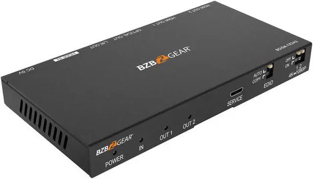 Alt view image 2 of 7 - BZBGEAR 1x2 4K UHD HDMI Splitter with Downscaler with Digital and Analog Audio Output