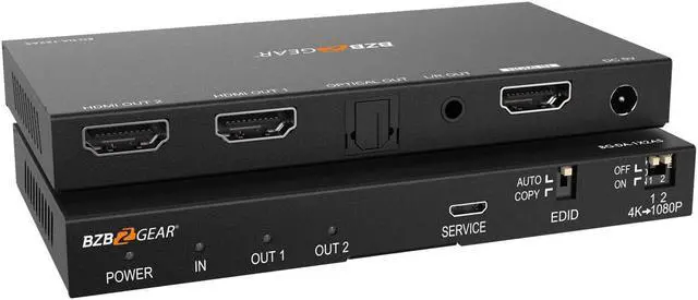 Alt view image 7 of 7 - BZBGEAR 1x2 4K UHD HDMI Splitter with Downscaler with Digital and Analog Audio Output