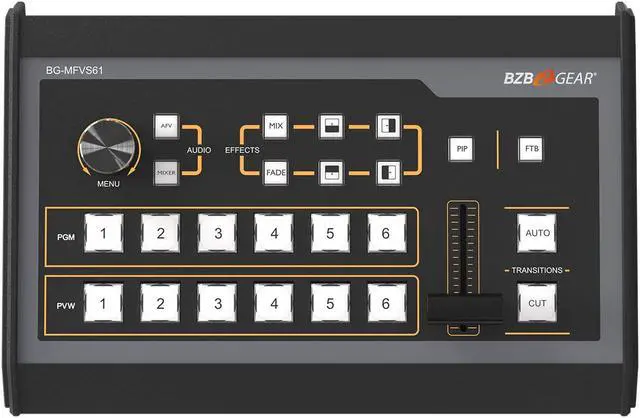 Main image of BZBGEAR 6-Channel 1080P FHD SDI/HDMI Live Streaming Multi-Format Video Switcher Mixer with PIP/USB 3.0 Capture Card