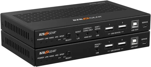 Alt view image 2 of 7 - BZBGEAR 4K UHD HDMI/HDBaseT 3.0 Extender with IR/eARC/ARC/PoC/RS-232/Ethernet/USB 2.0 and Audio Embedding/De-embedding up to 330ft