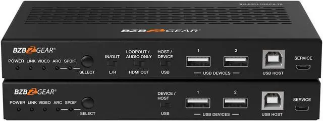 Main image of BZBGEAR 4K UHD HDMI/HDBaseT 3.0 Extender with IR/eARC/ARC/PoC/RS-232/Ethernet/USB 2.0 and Audio Embedding/De-embedding up to 330ft