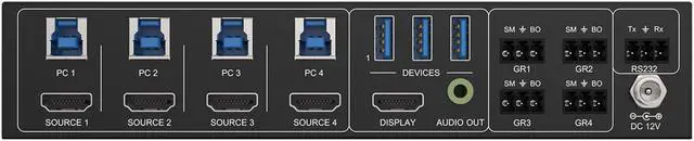 Alt view image 3 of 7 - BZBGEAR 4-Port 4K UHD KVM and Conference Room Switcher with HDMI and USB3.0 Kit with 4 Table Grommets