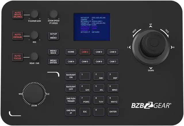 Main image of BZBGEAR Universal Advanced Serial and IP PTZ Joystick Controller with POE (IP/RS-232/422/485)
