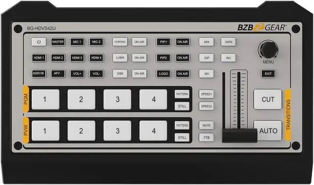 Main image of BZBGEAR 4-Channel 1080P FHD HDMI Live Streaming Switcher Mixer with HDMI/USB-C Output