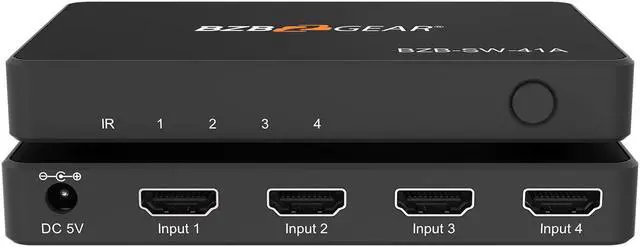 Main image of BZBGEAR 4x1 4K UHD Ultra Slim HDMI Switcher with IR Remote Control