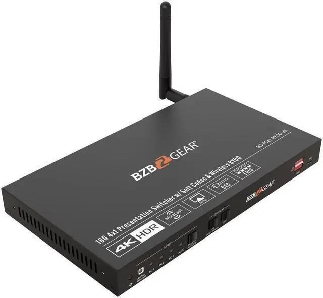 Alt view image 4 of 7 - BZBGEAR 4-Port 4K UHD Conference Room Wireless Presentation Switcher with HDMI/USB-C/Soft Codec