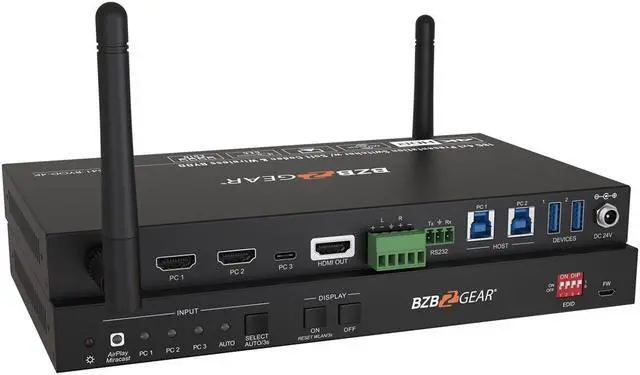 Alt view image 7 of 7 - BZBGEAR 4-Port 4K UHD Conference Room Wireless Presentation Switcher with HDMI/USB-C/Soft Codec