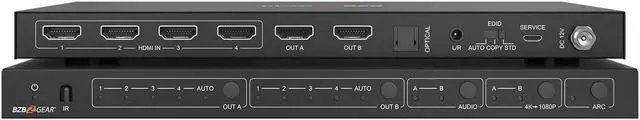 Main image of BZBGEAR 4x2 4K UHD HDMI Matrix Switcher with Audio/Downscaling Support