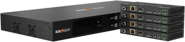 Alt view image 3 of 7 - BZBGEAR 4x4 4K UHD 18Gbps HDMI Matrix Switcher Over HDBaseT with Bi-directional IR/Advance EDID and Downscaling